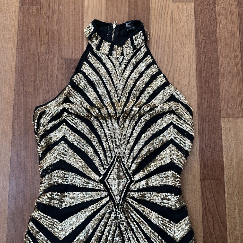 Sequin dress gold and black size medium - Picture 3 of 7